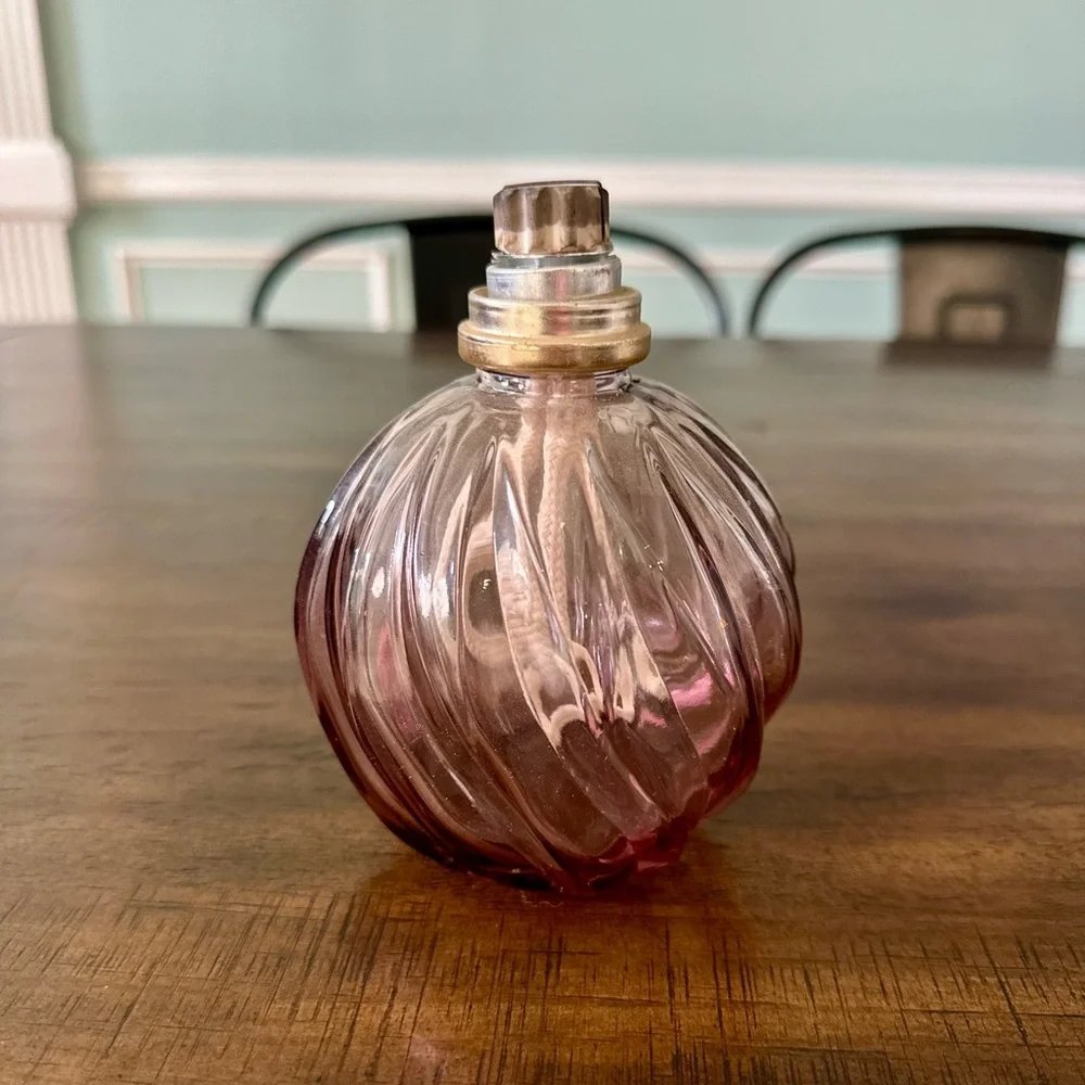 Vintage Pink Pressed Glass Mini Wick‎ Lamp / Oil Lamp – Unmarked – Untested